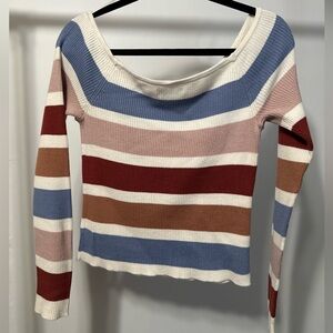AE Off the Shoulder Striped Sweater